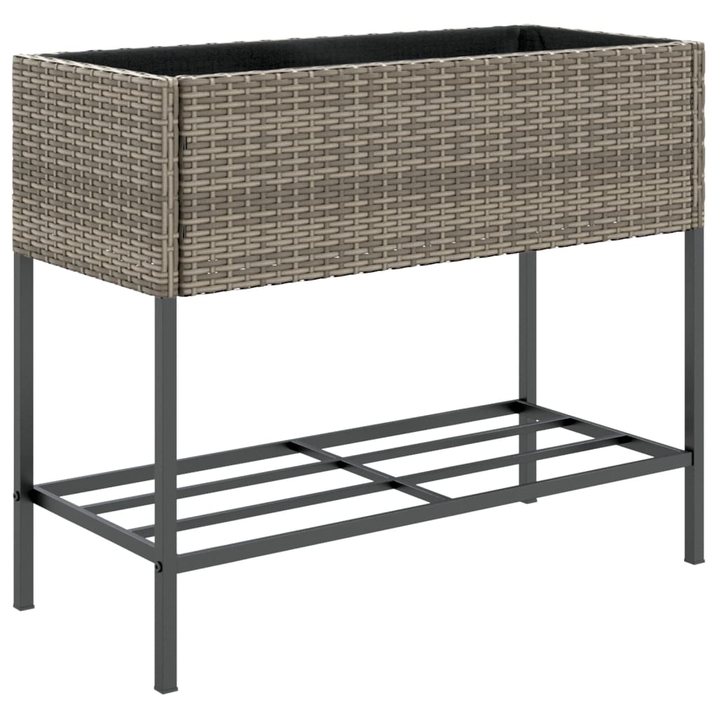 Hochbeete mit Ablage 2 Stk. Schwarz 70x28x70 cm Poly Rattan