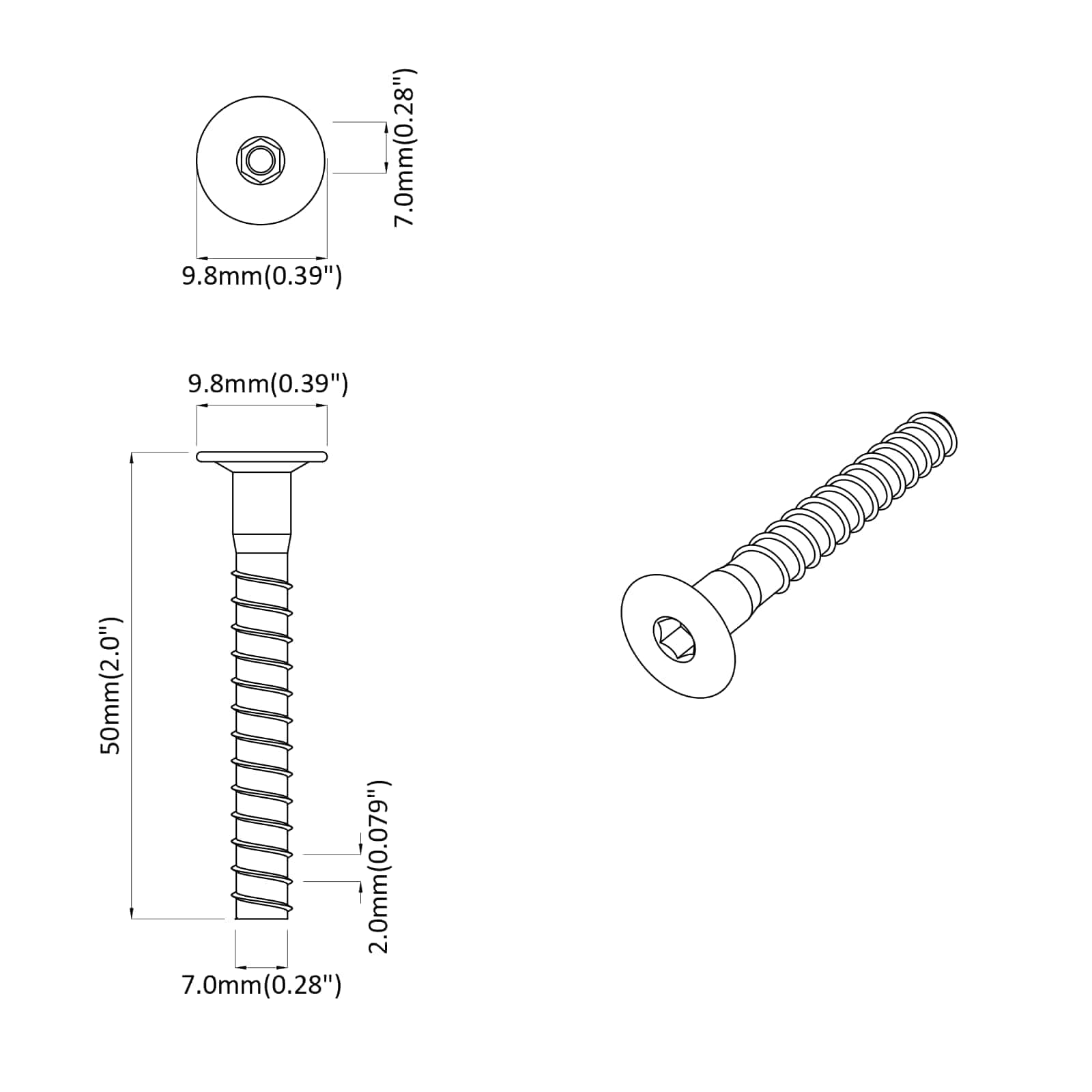 Confirmat-Schrauben 2 pcs Silber Ø5 x 40 mm Metall