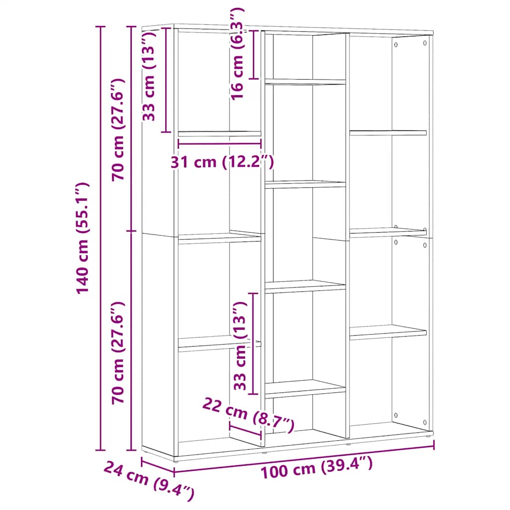 Raumteiler/Bücherregal Weiß 100x24x140 cm Holzwerkstoff