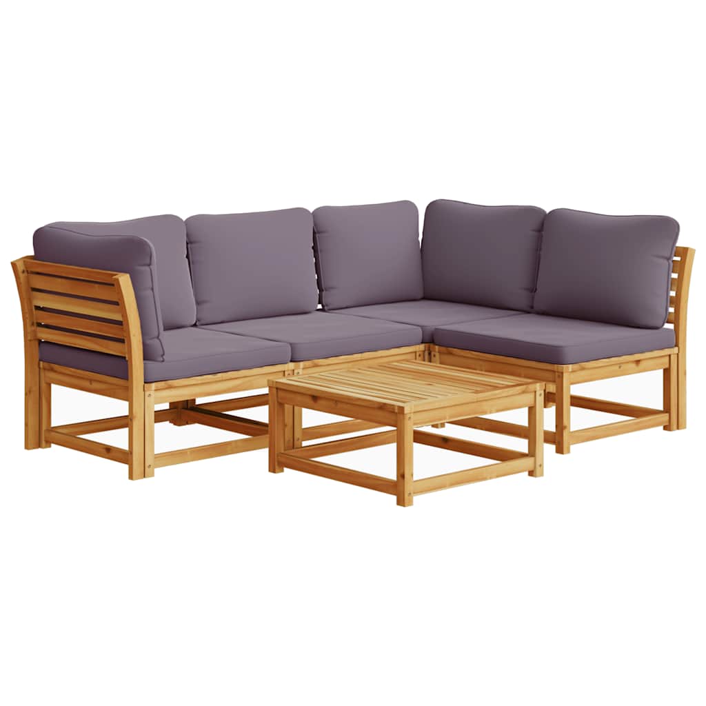 4-tlg. Garten-Lounge-Set mit Kissen Massivholz Akazie