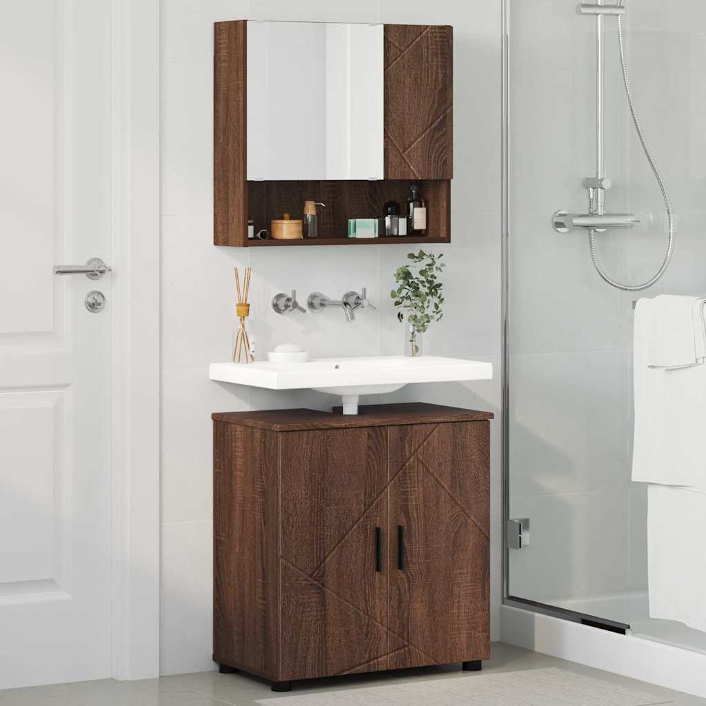 Badezimmermöbel-Set mit Tür 2 pcs Weiß Holzwerkstoff & Metall