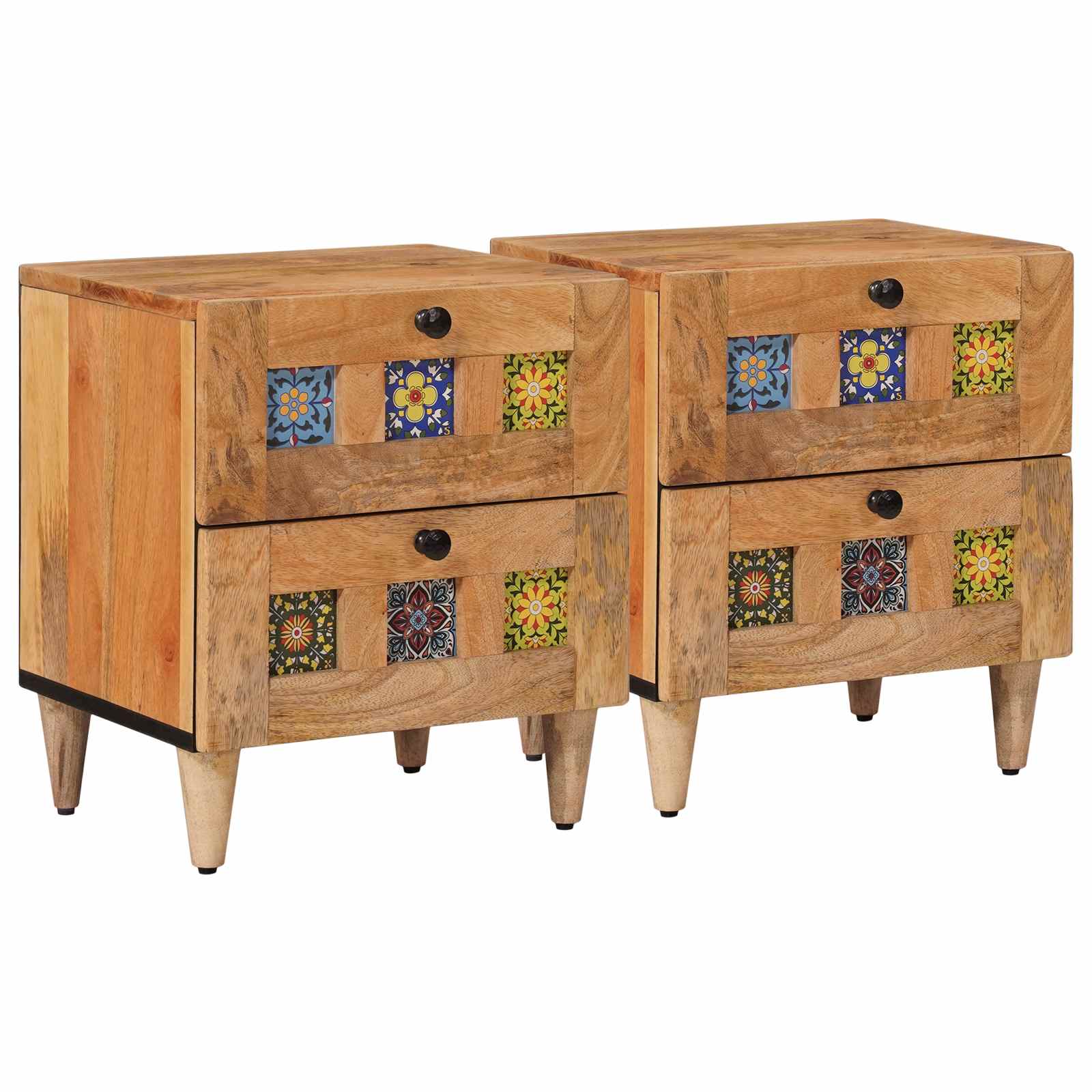 Nachttisch Braun 40 x 33 x 46 cm Massivholz Mango
