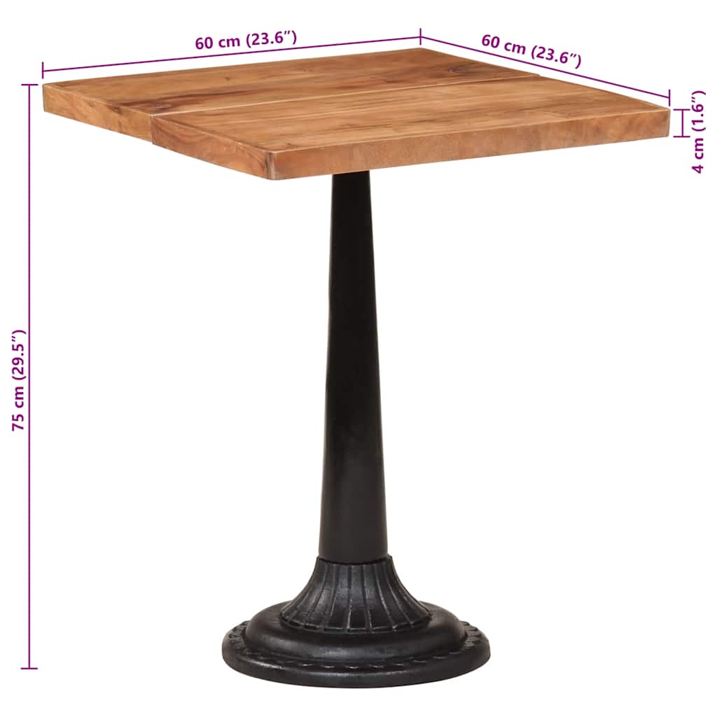 Bistrotisch 60x60x77 cm Raues Mangoholz