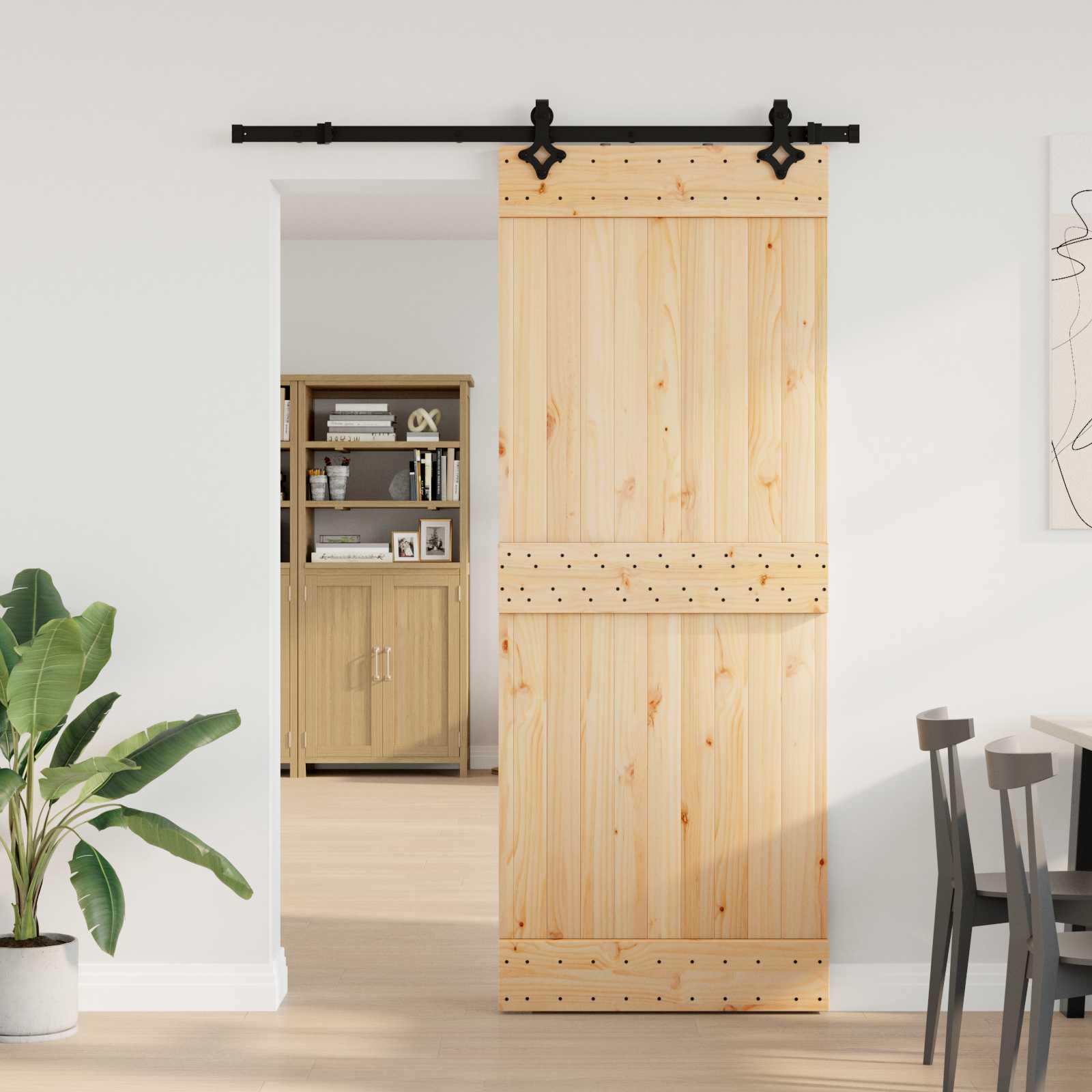 Schiebetür NARVIK Natürlich und Schwarz 70 x 210 cm (152,5 cm)