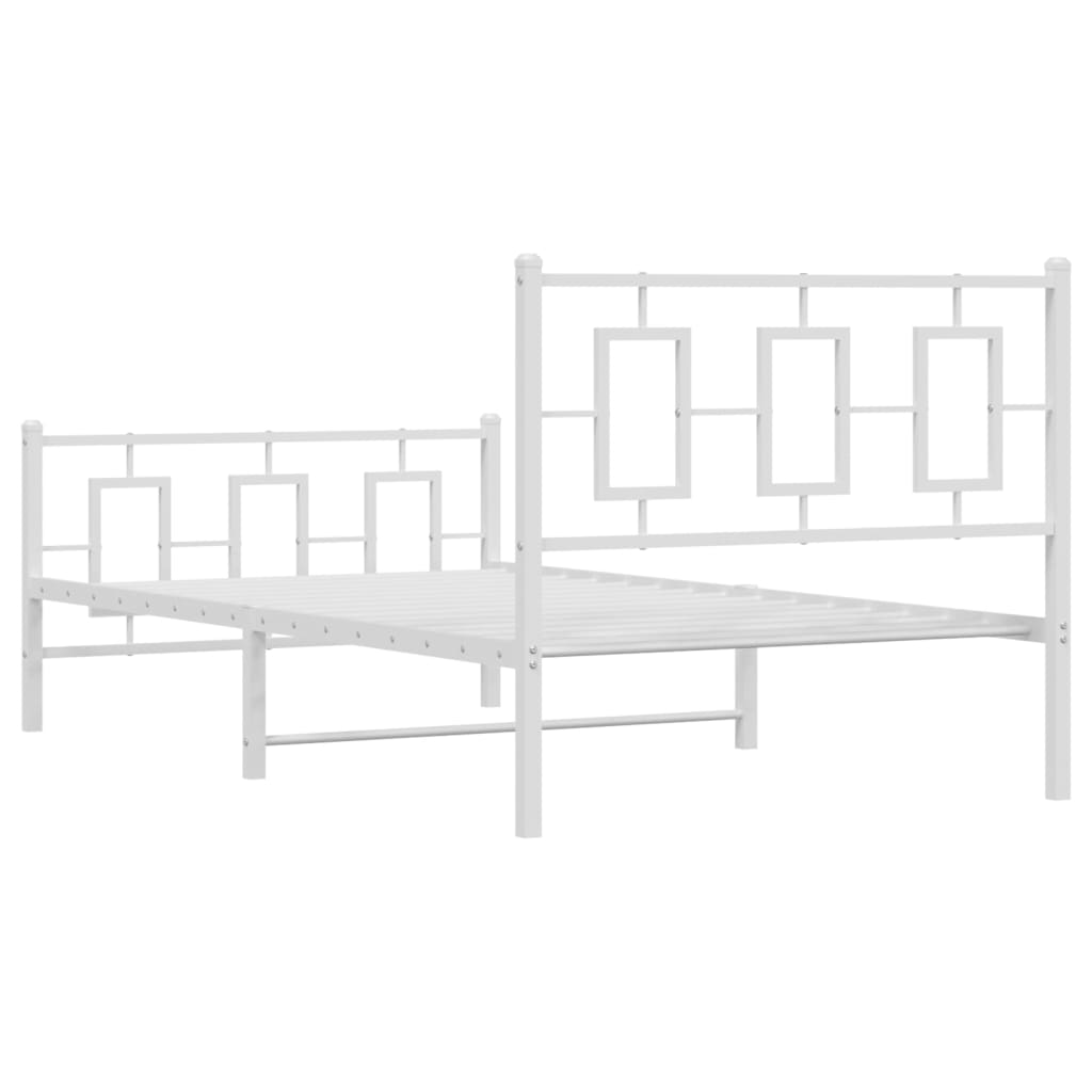 Bettgestell mit Kopf- und Fußteil Metall Weiß 180x200 cm