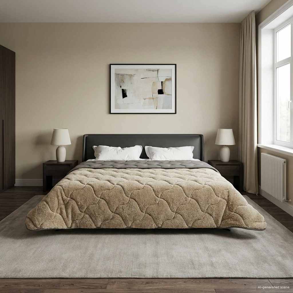 Sommerdecke Anthrazit 135 x 200 cm Mikrofaser und Teddy-Fleece