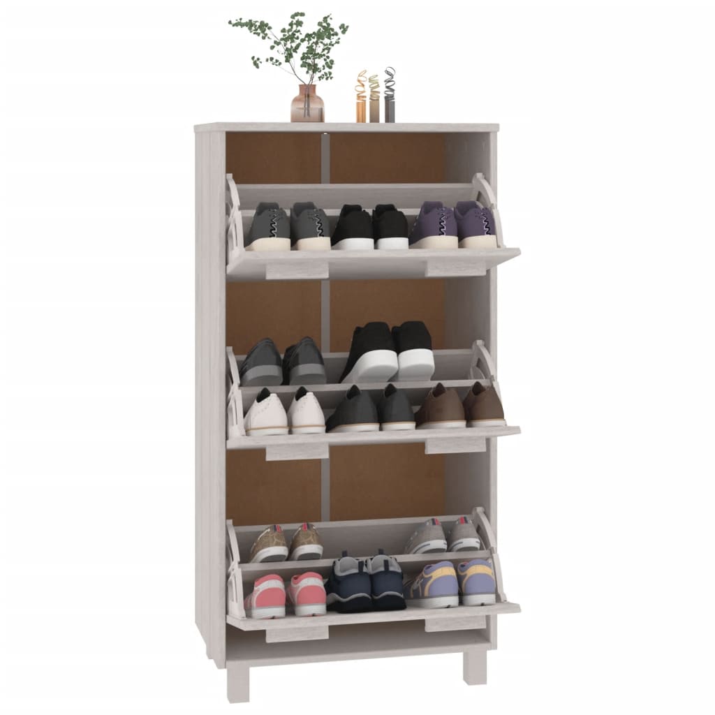 Schuhschrank HAMAR Honigbraun 59,5x35x117 cm Massivholz Kiefer