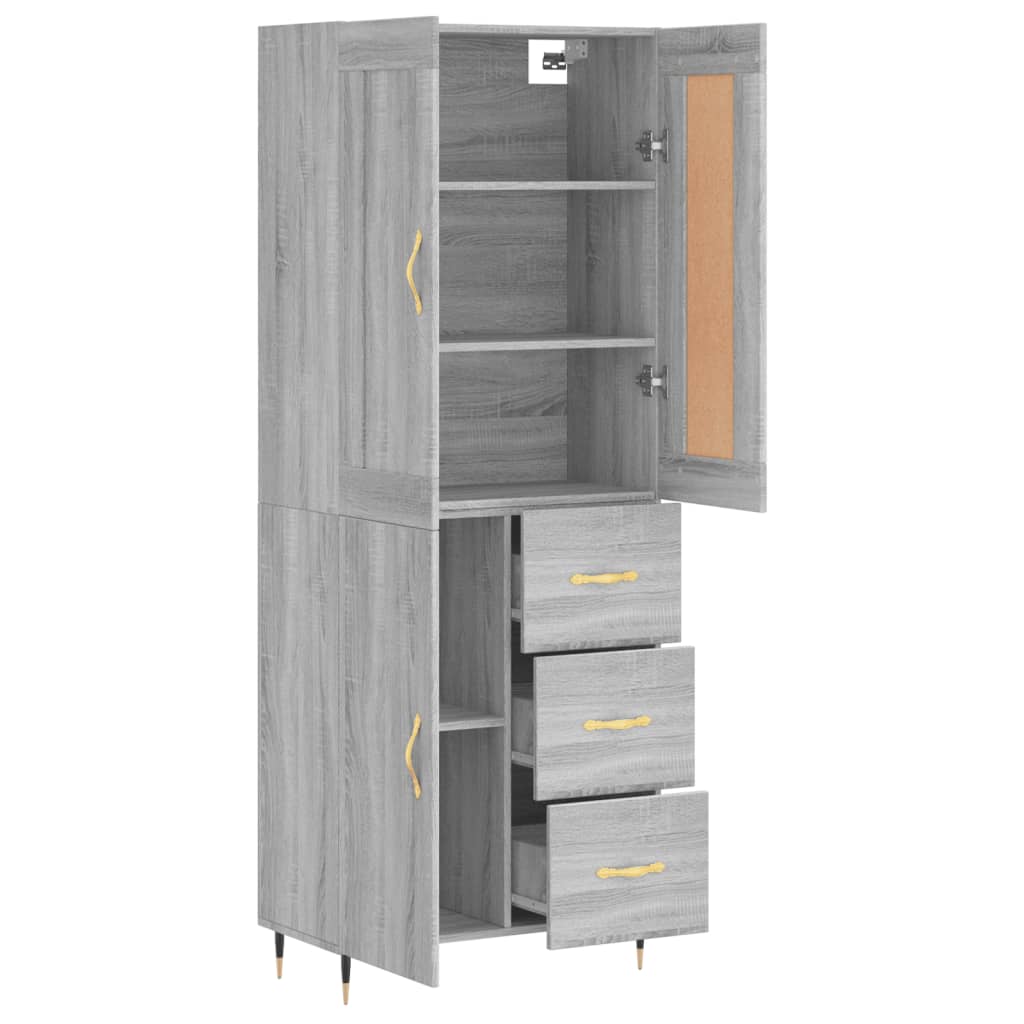 Highboard Betongrau 69,5x34x180 cm Holzwerkstoff