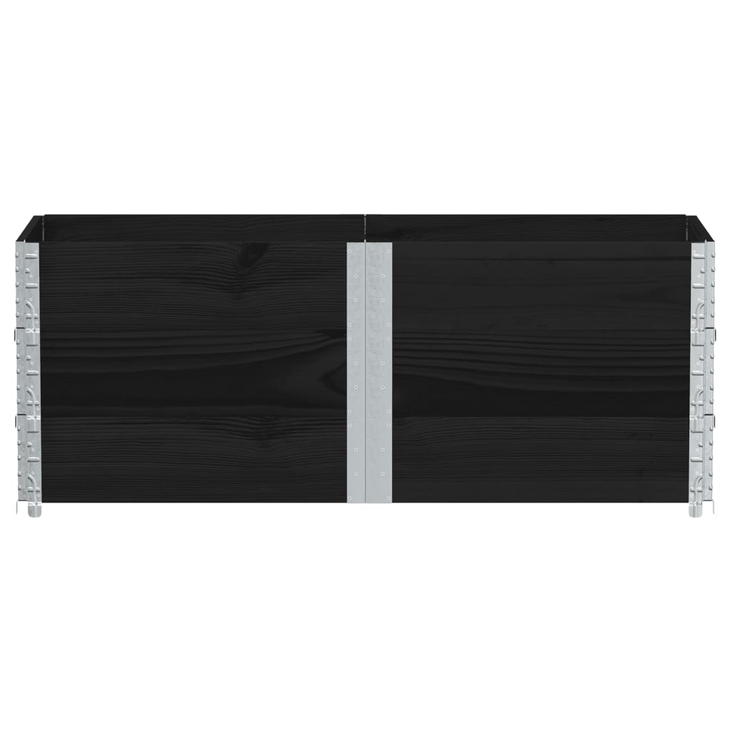Paletten-Aufsatzrahmen Schwarz 80x60 cm Massivholz Kiefer