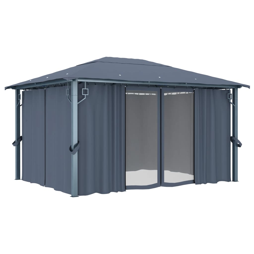 Pavillon mit Vorhang 300x300 cm Taupe Aluminium
