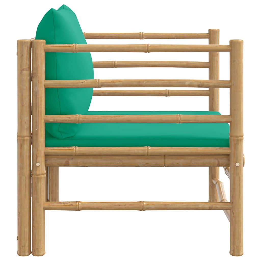 3-tlg. Garten-Lounge-Set mit Hellgrauen Kissen Bambus