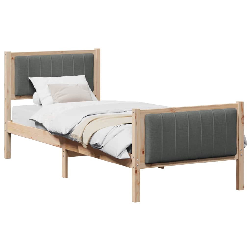 Bettgestell Braun und hellgrau 200 x 200 cm Massivholz Kiefer