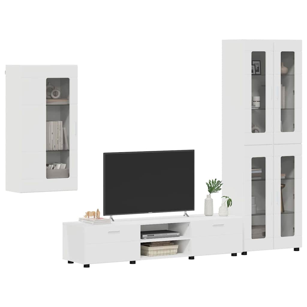 Highboard mit Regal FLORIN Weiß 60 x 35 x 182 cm Holzwerkstoff