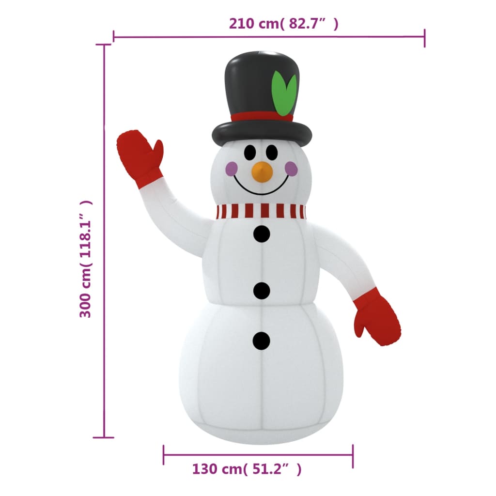 Aufblasbarer Schneemann mit LEDs 455 cm
