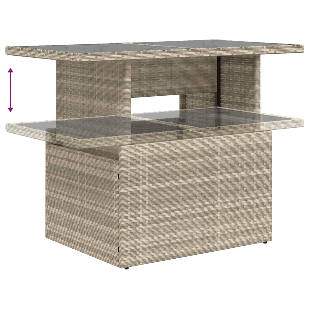 10-tlg. Garten-Sofagarnitur mit Kissen Beige Poly Rattan