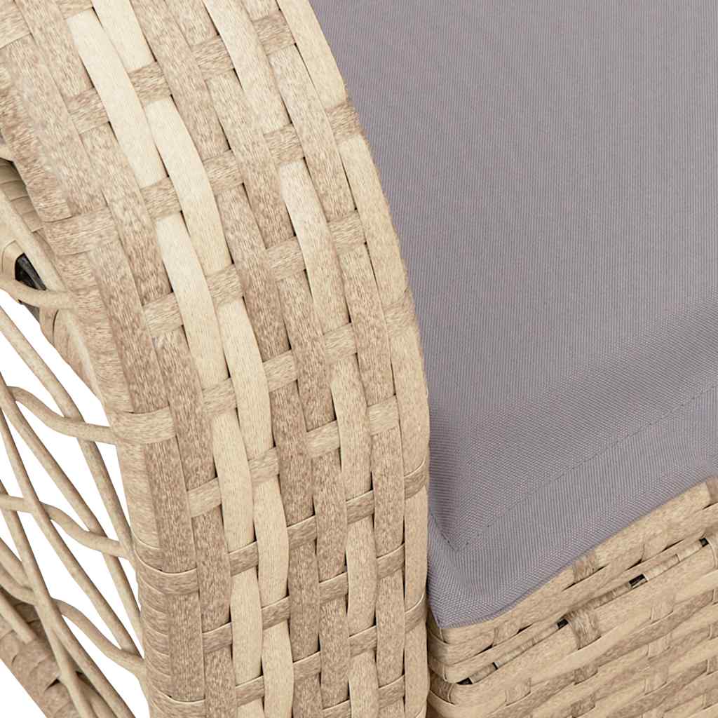 Garten-Schaukelstuhl mit Kissen Schwarz Poly Rattan