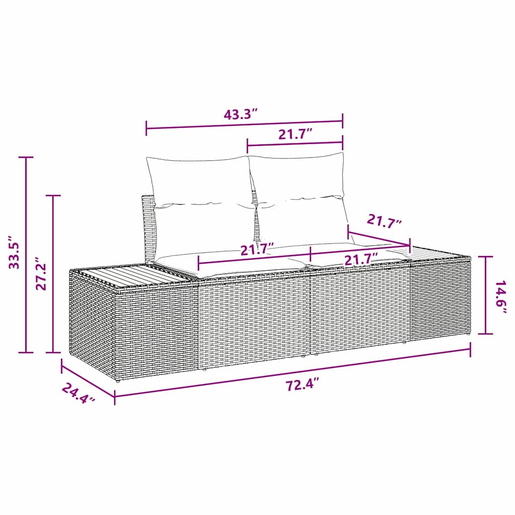 Garten Essgruppe mit Kissen 9 pcs Schwarz und Beige