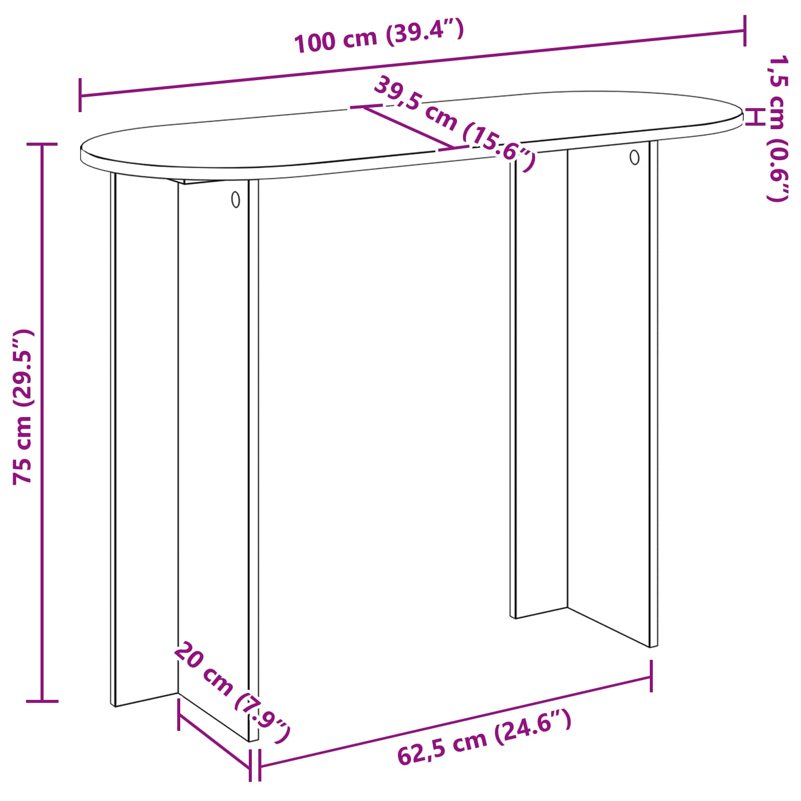 Konsolentisch Weiß 100 x 39,5 x 75 cm Holzwerkstoff