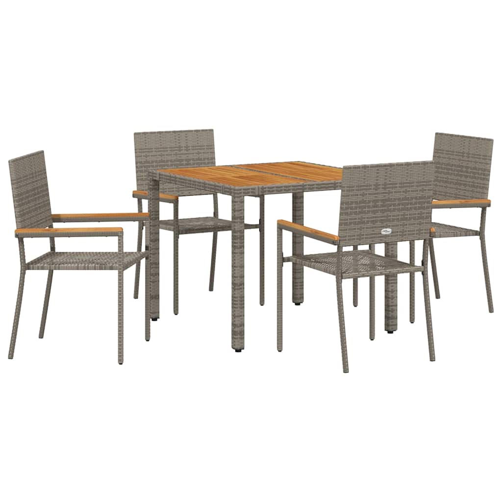 Garten Essgruppe 3 pcs Schwarz Poly-Rattan