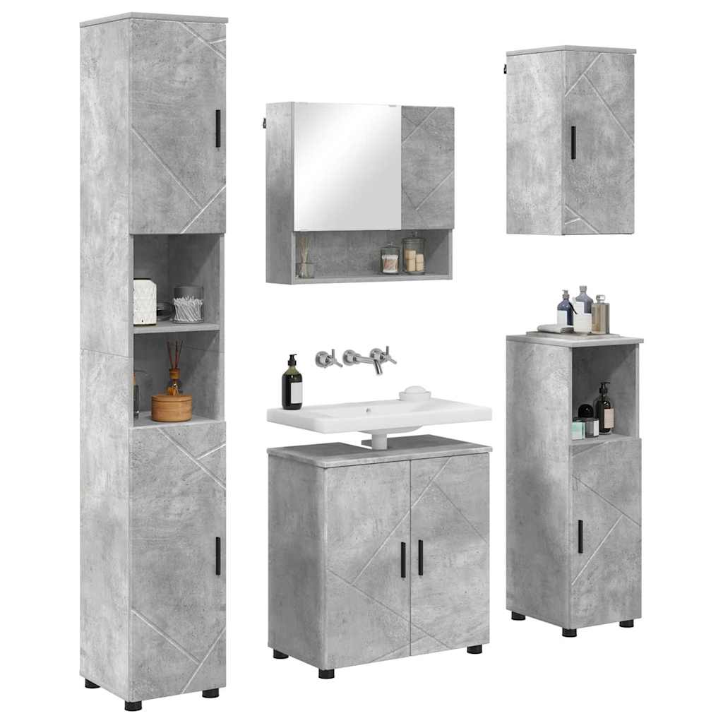 Badezimmermöbel-Set mit Tür 5 pcs Weiß Holzwerkstoff & Metall