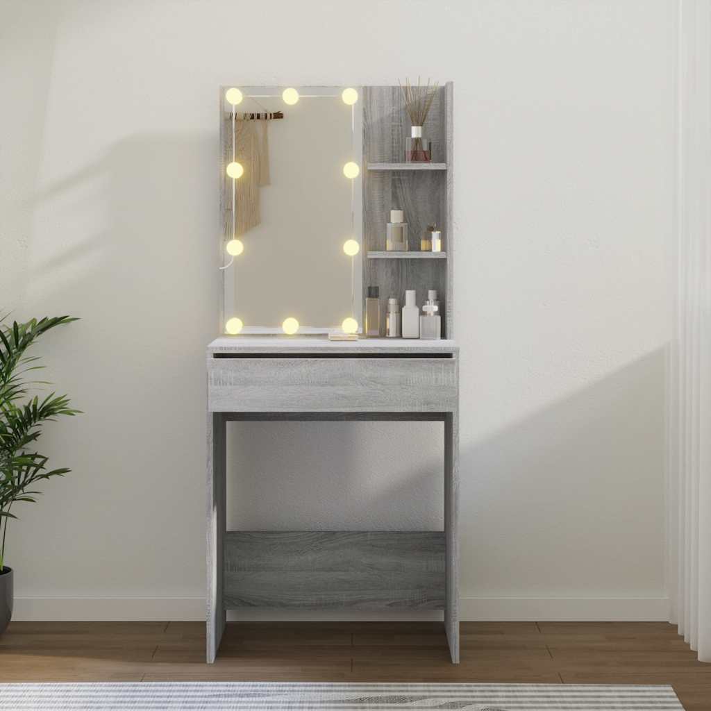 Schminktisch mit LED Weiß 60x40x140 cm