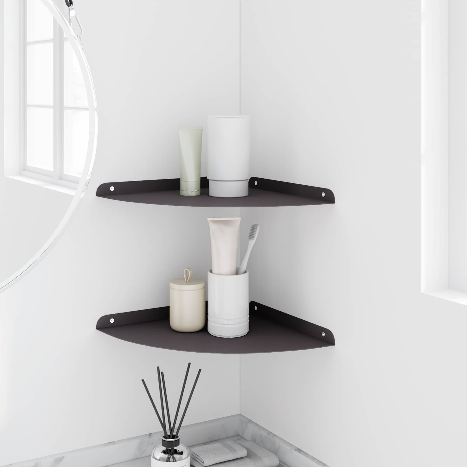 Schwebendes Regal mit Regal 2 pcs Schwarz 15 x 15 x 2 cm
