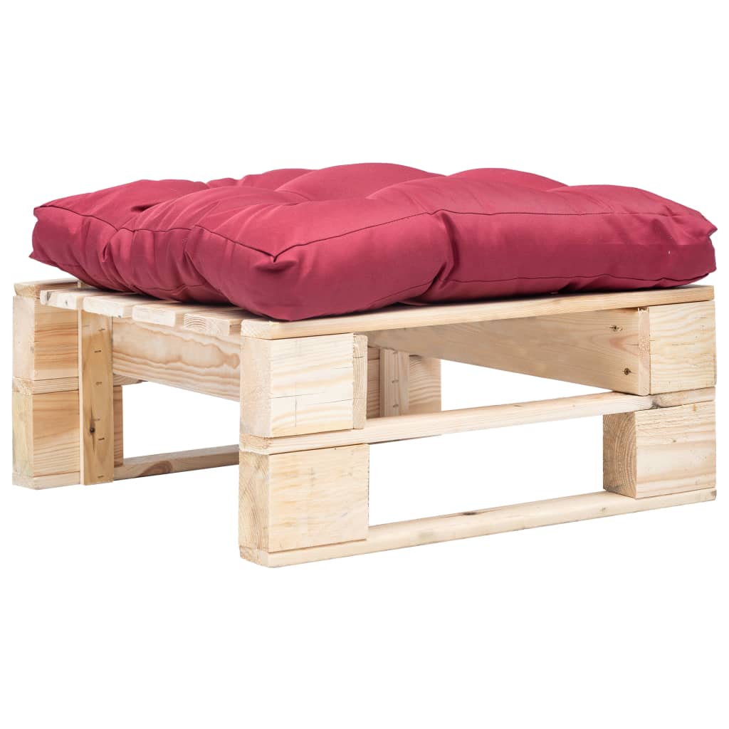 Garten-Palettenhocker mit Kissen Holz Natur
