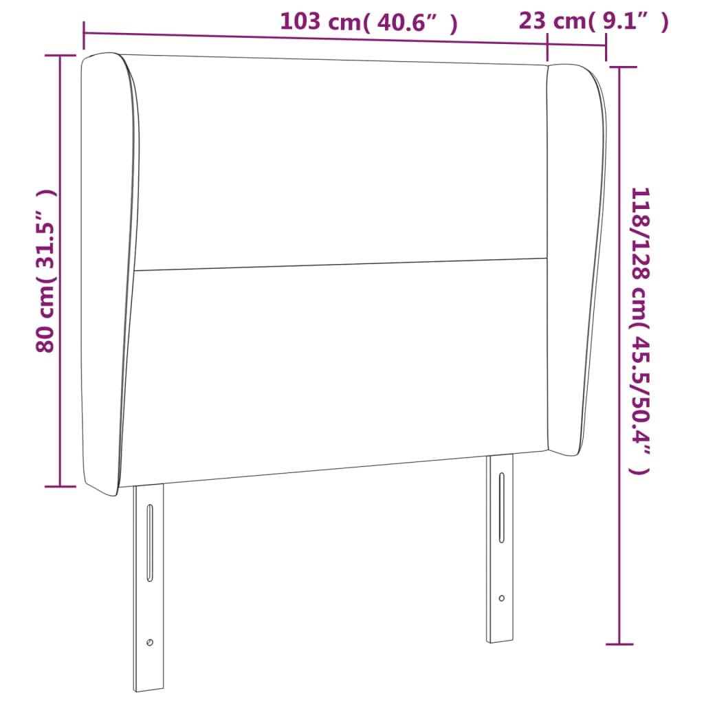Kopfteil mit Ohren Creme 83x23x78/88 cm Kunstleder