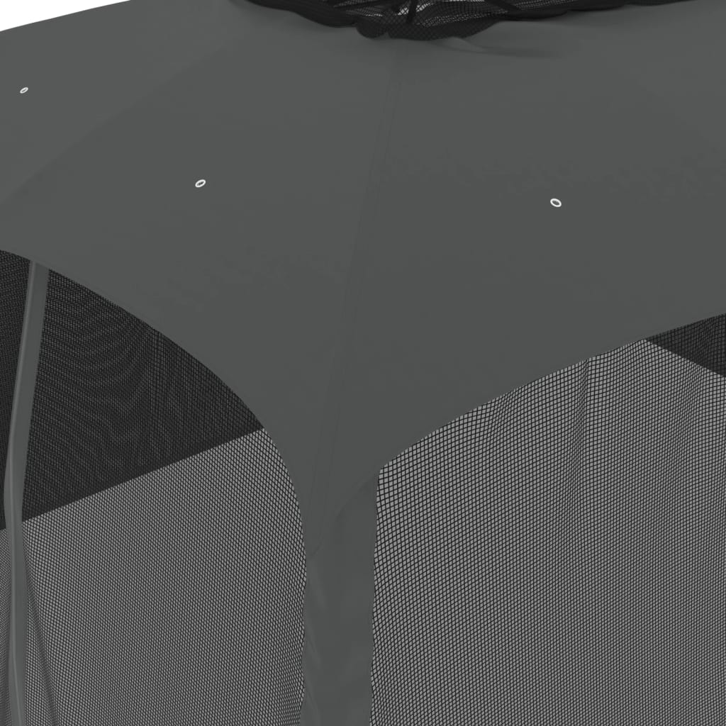 Pavillon mit Doppeldach & Netzwänden Creme 2,93x2,93 m Stahl
