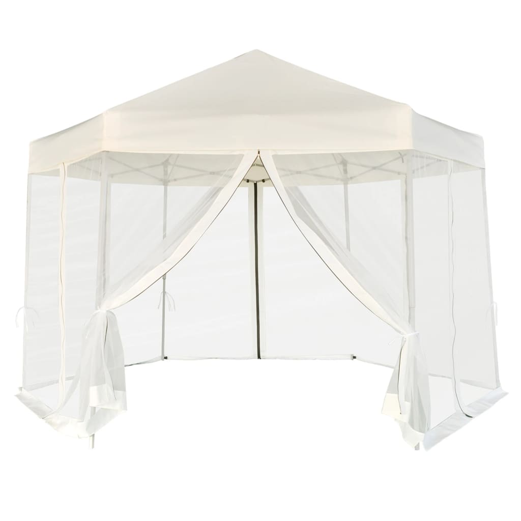 Hexagonal Pop-Up Zelt mit 6 Seitenwänden Dunkelblau 3,6x3,1 m
