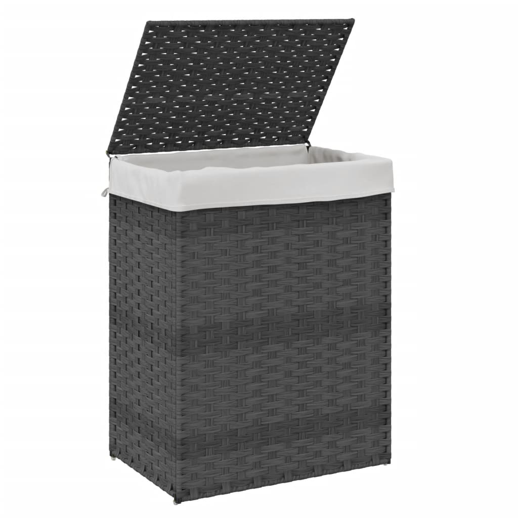 Wäschekorb mit Deckel 46x33x60 cm Poly Rattan