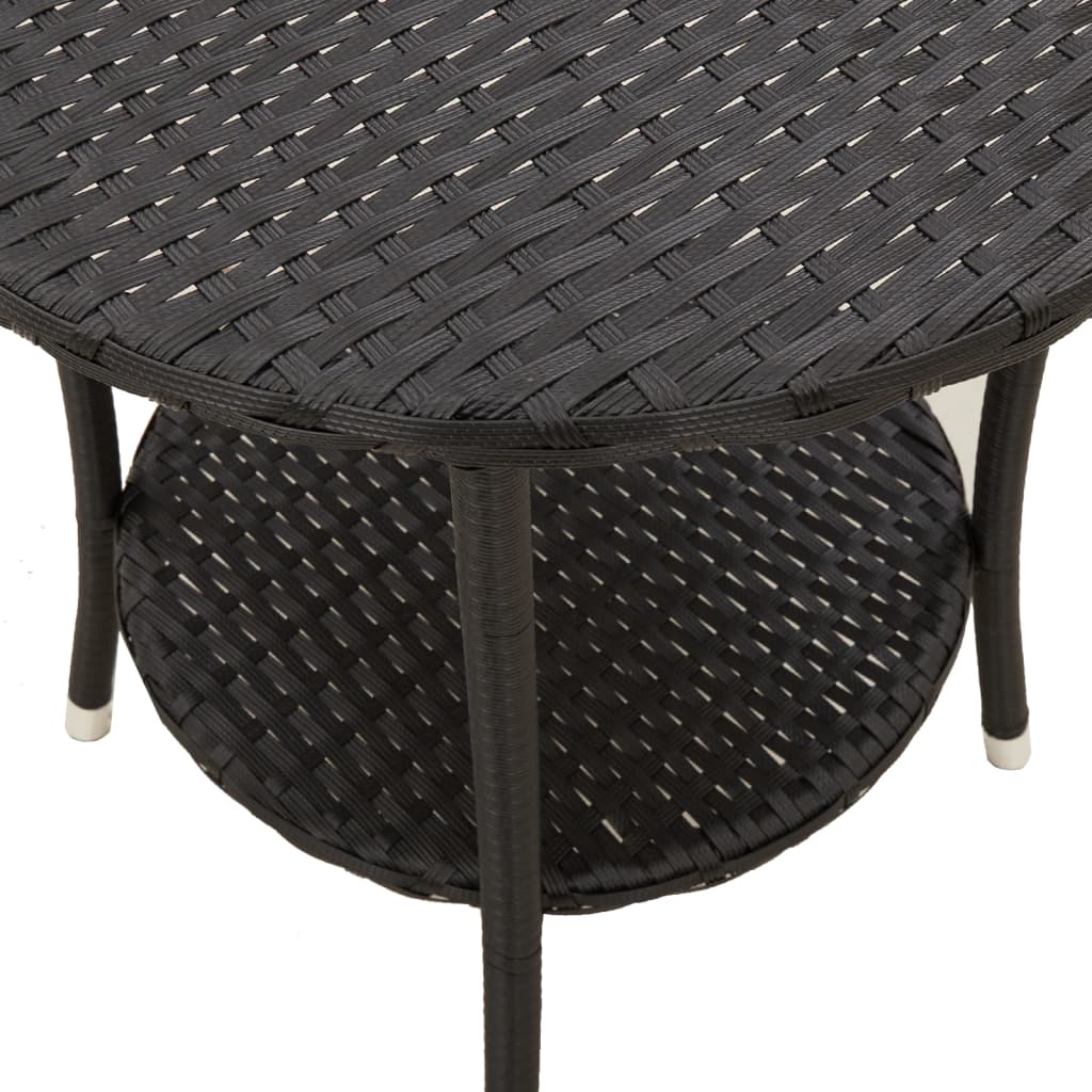 Gartensessel Verstellbar mit Kissen Schwarz Poly Rattan