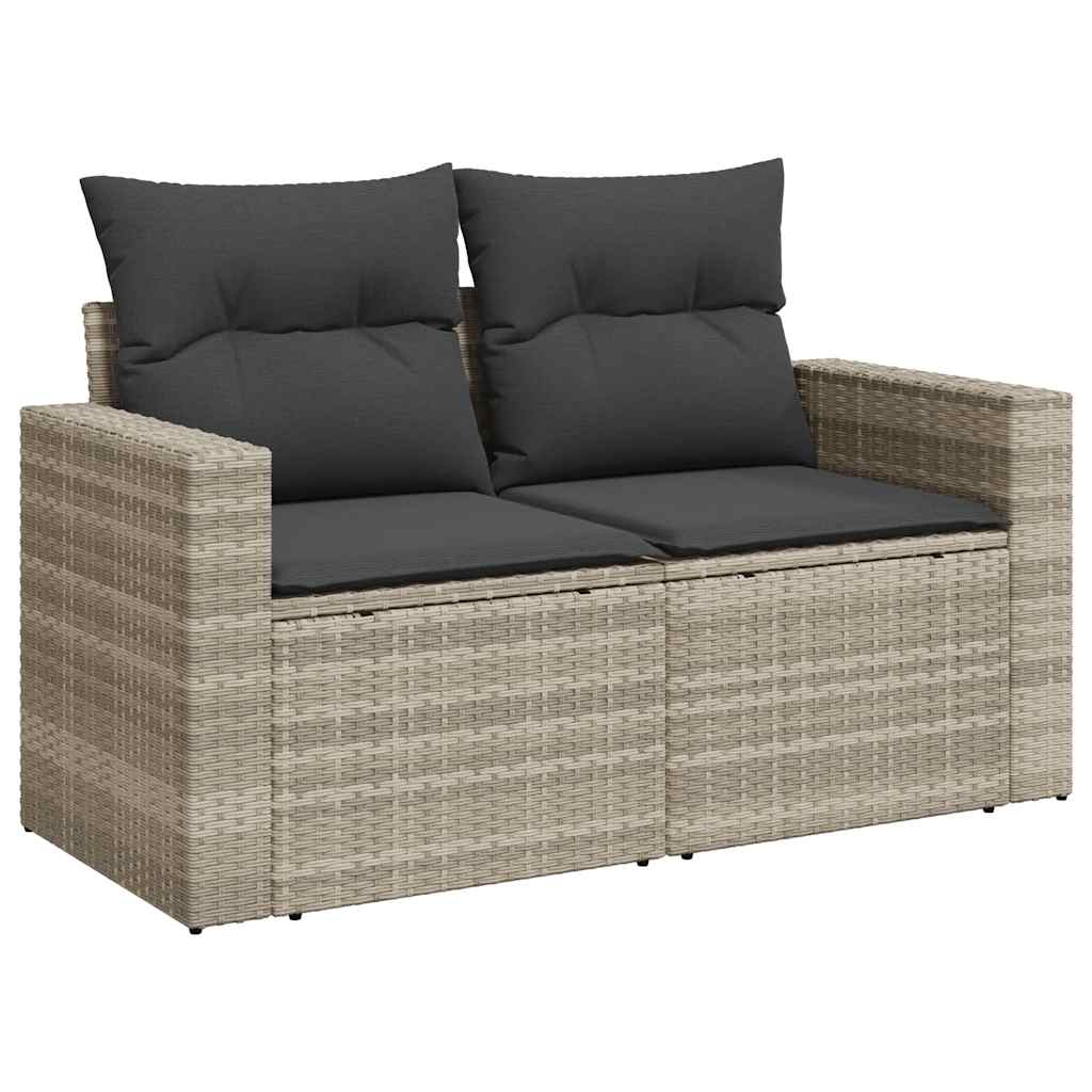 10-tlg. Garten-Sofagarnitur mit Kissen Schwarz Poly Rattan