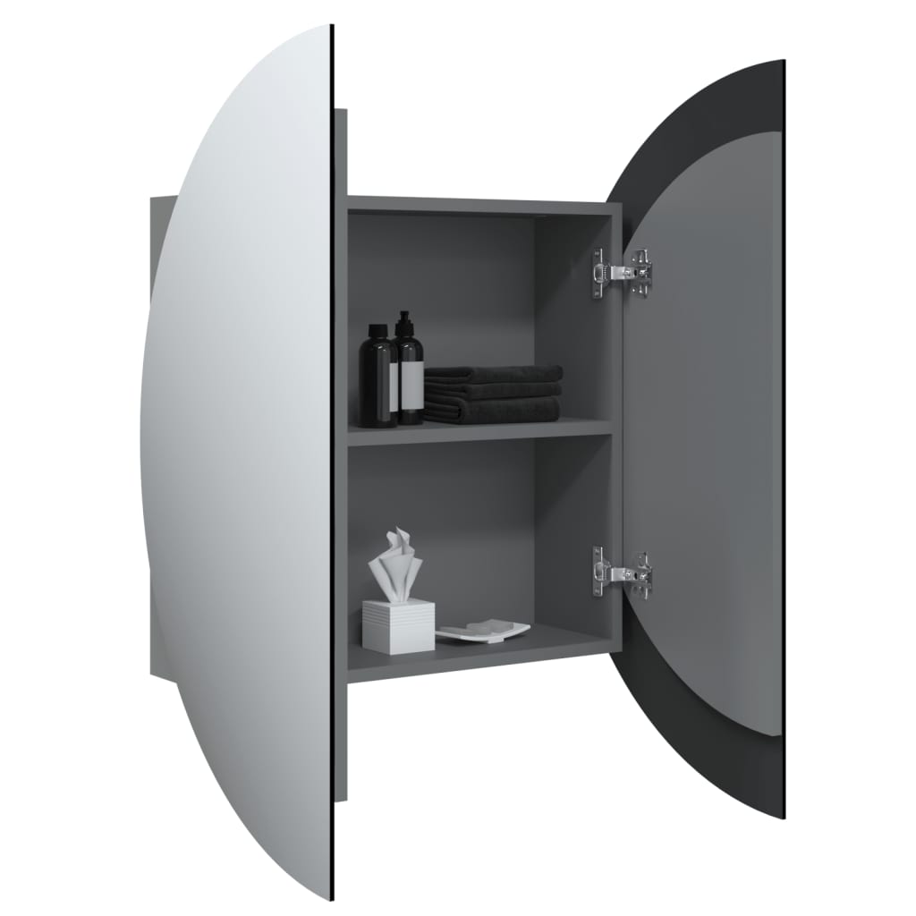 Badezimmerschrank mit Rundem Spiegel & LED Weiß 40x40x17,5 cm