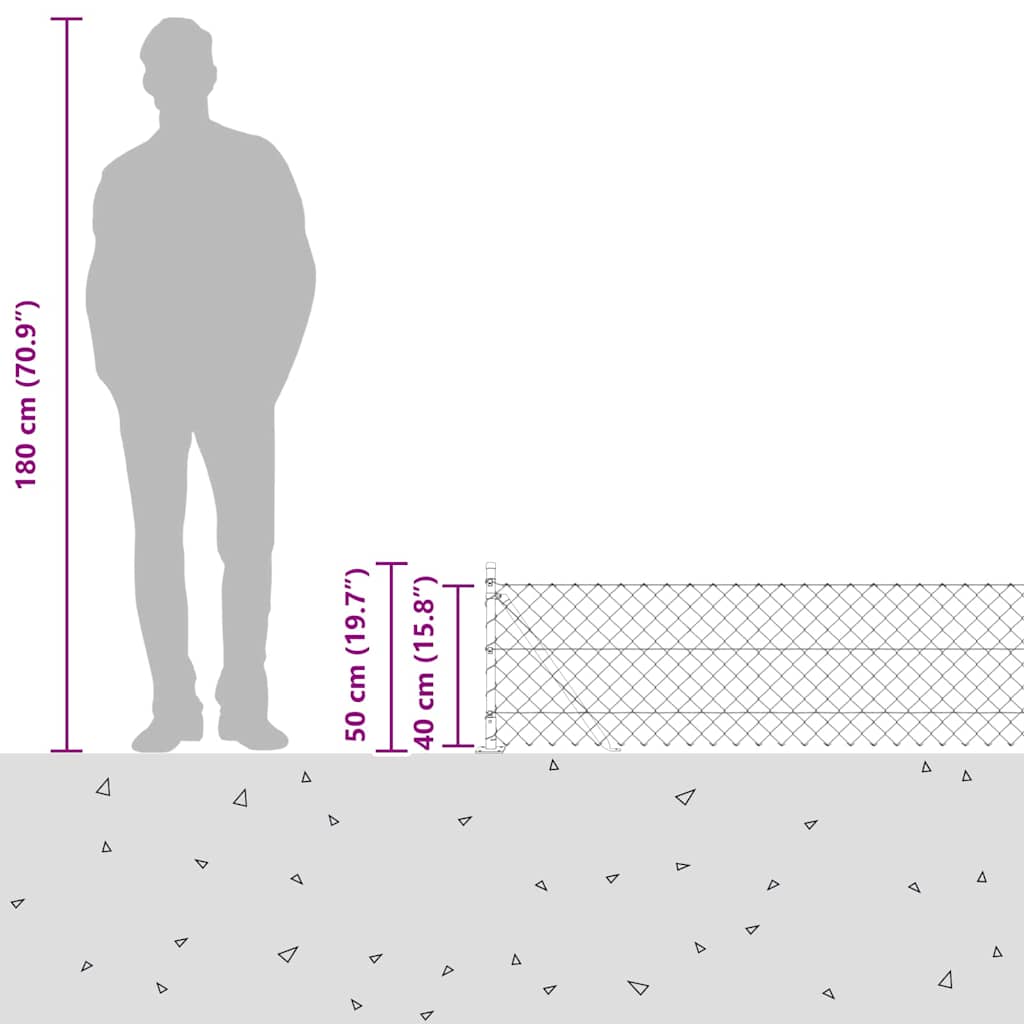 Outdoor Kettenglied-Zaun Erdfixierung 10 x 0,4 m Grün Netz