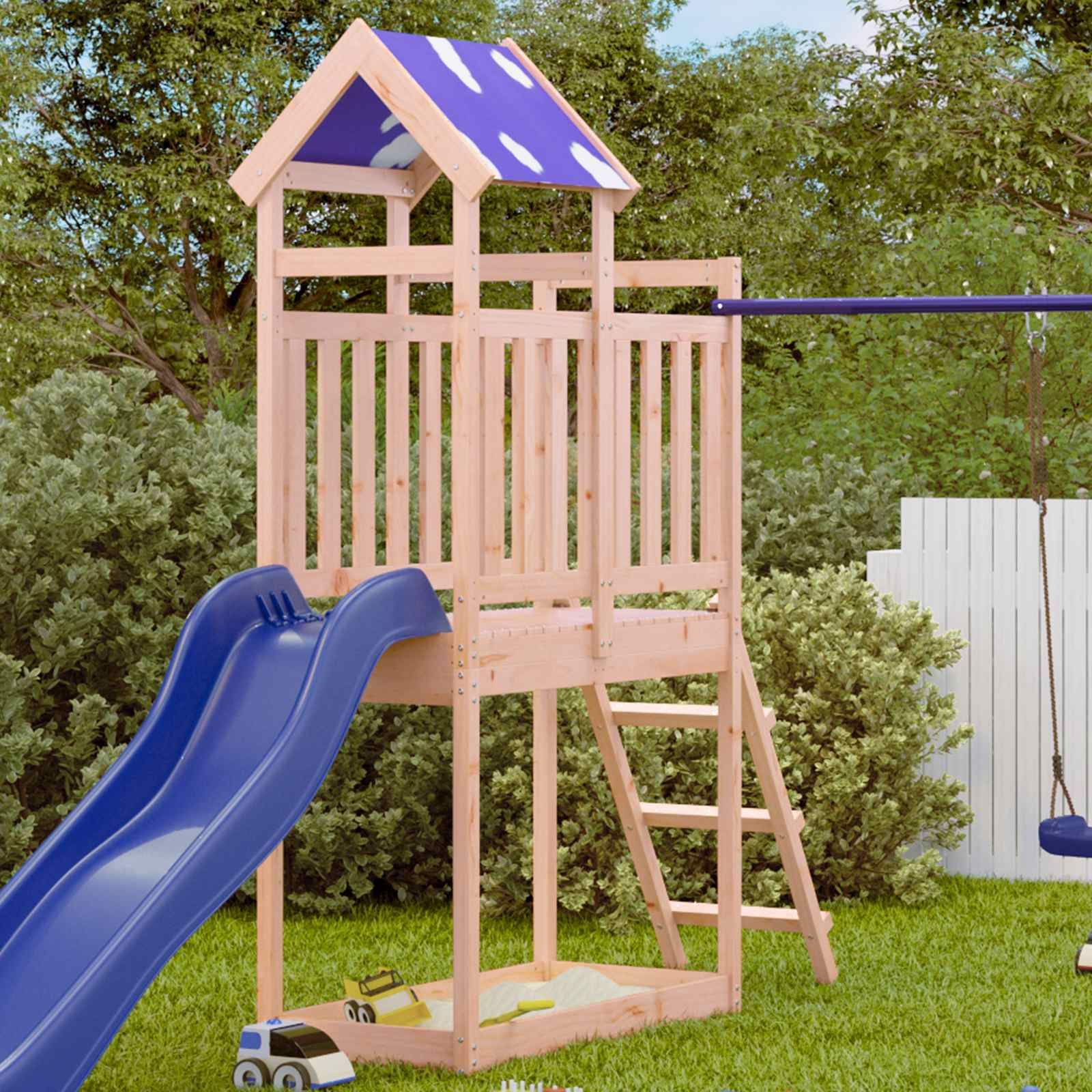 Spielturm Braun 52,5 x 110,5 x 215 cm Massives Kiefernholz