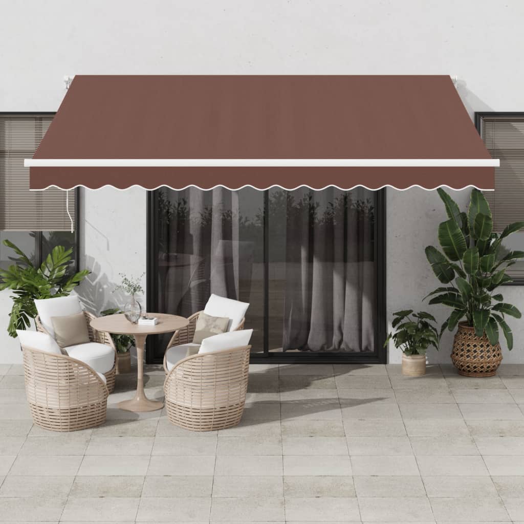 Markise Manuell Einziehbar mit LED 300x250 cm Blau und Weiß