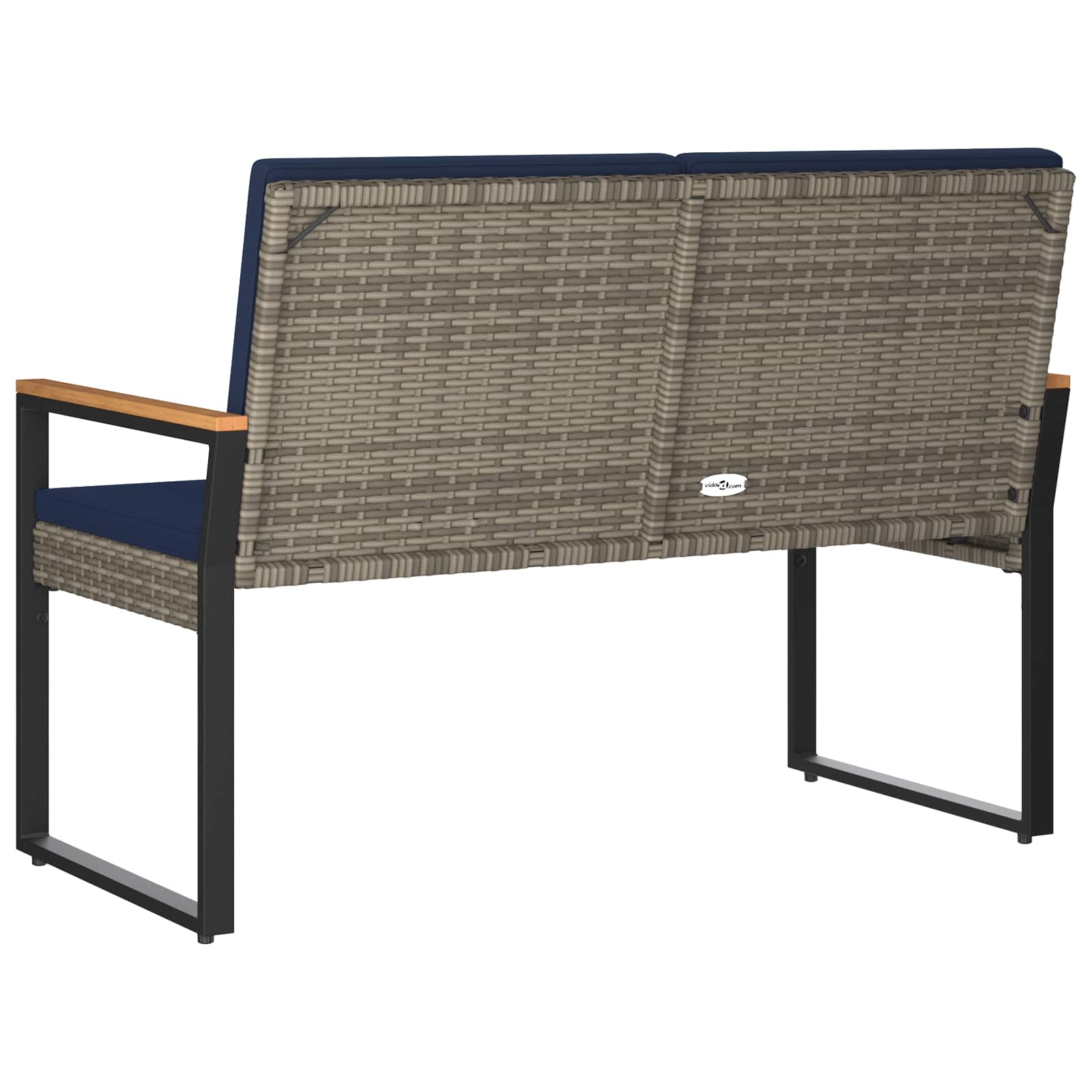 Bank Outdoor mit Kissen Schwarz 107 x 61 x 80 cm Poly-Rattan