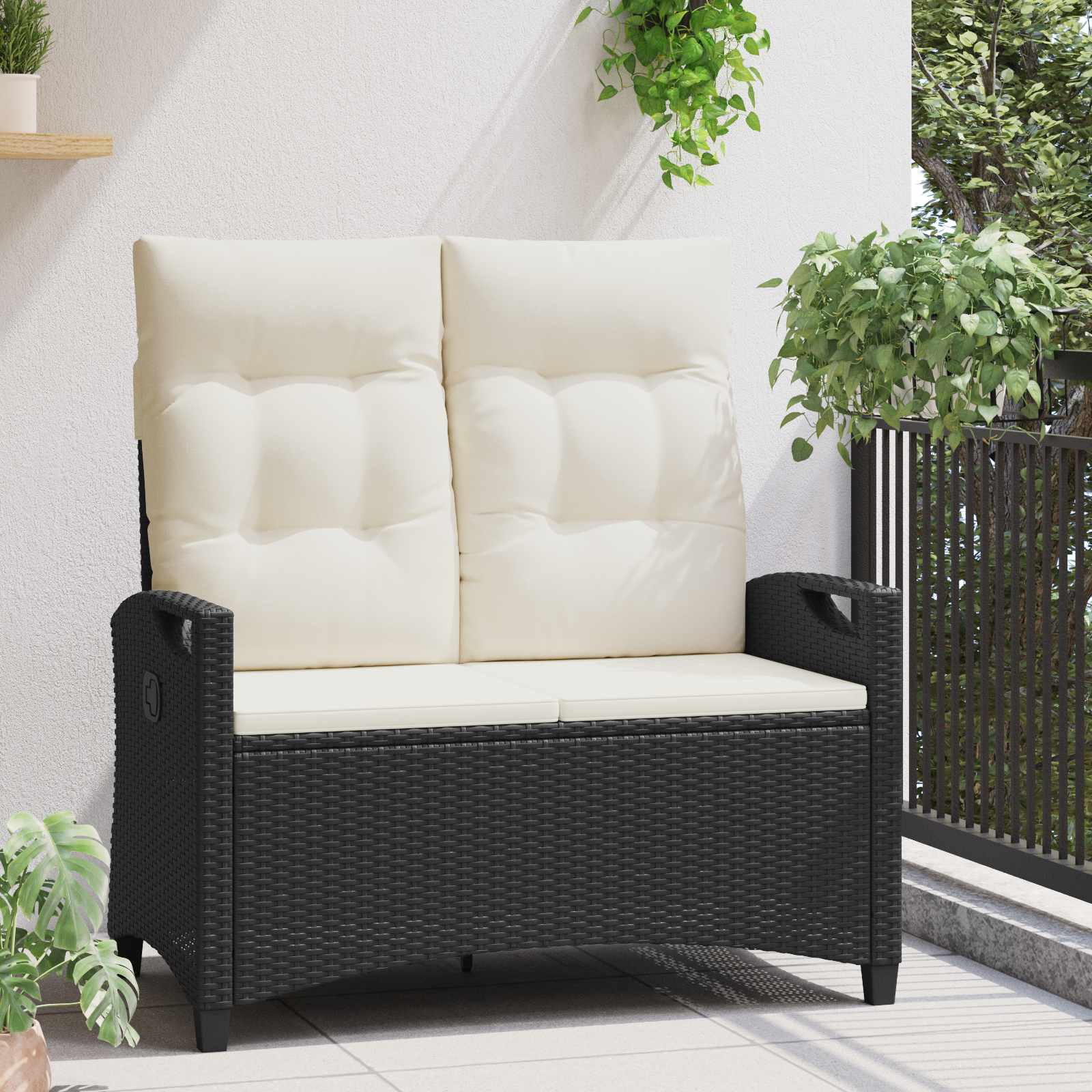 Gartenbank Schwarz 105 x 60 x 112 cm Stahl und Polyester