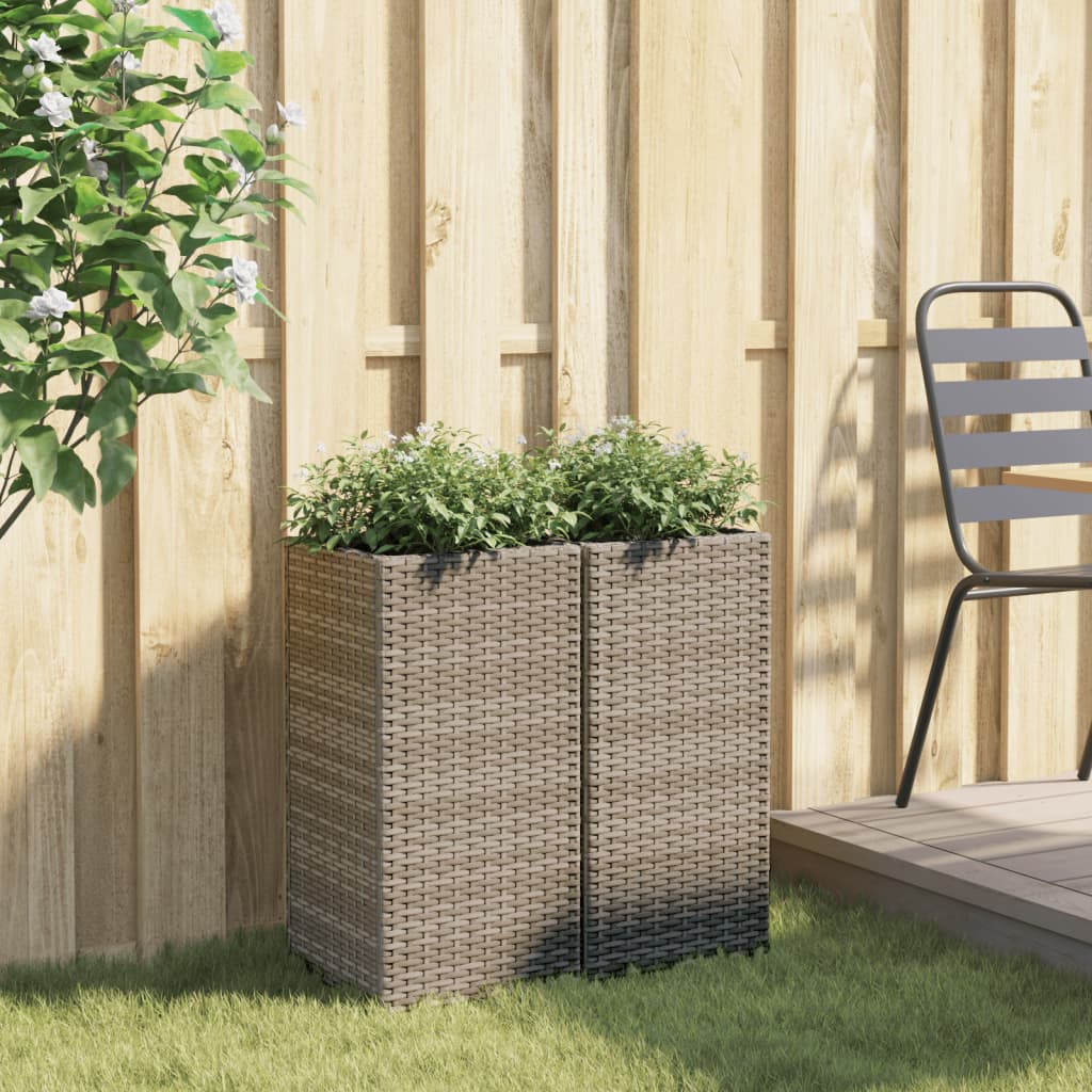 Pflanzkübel 2 Stk. Schwarz 40x40x80 cm Poly Rattan