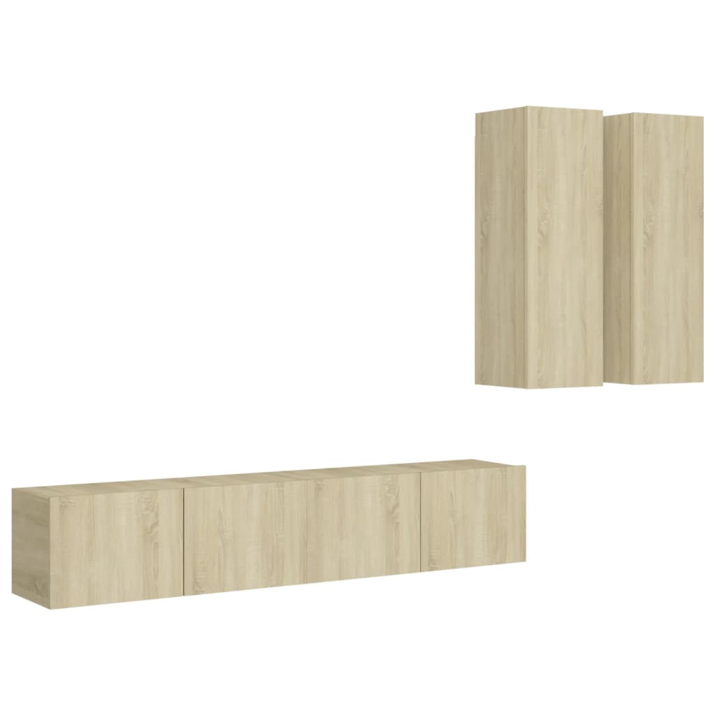 4-tlg. TV-Schrank-Set Weiß Holzwerkstoff