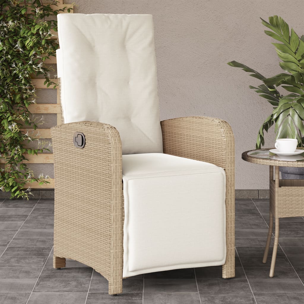 Gartensessel mit Fußteil Verstellbar Schwarz Poly Rattan
