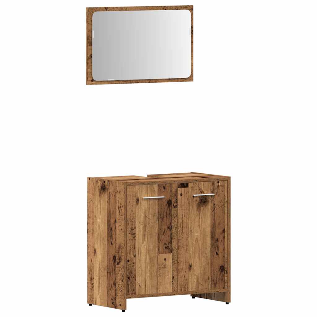 3-tlg. Badmöbel-Set Räuchereiche Holzwerkstoff