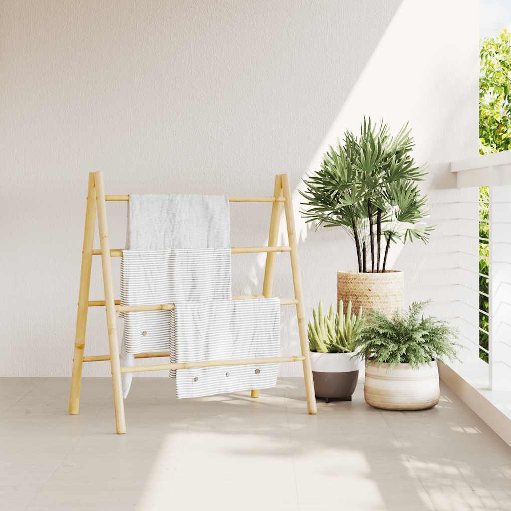 Doppel-Handtuchleiter mit fünf Bambussprossen 50 x 160 cm