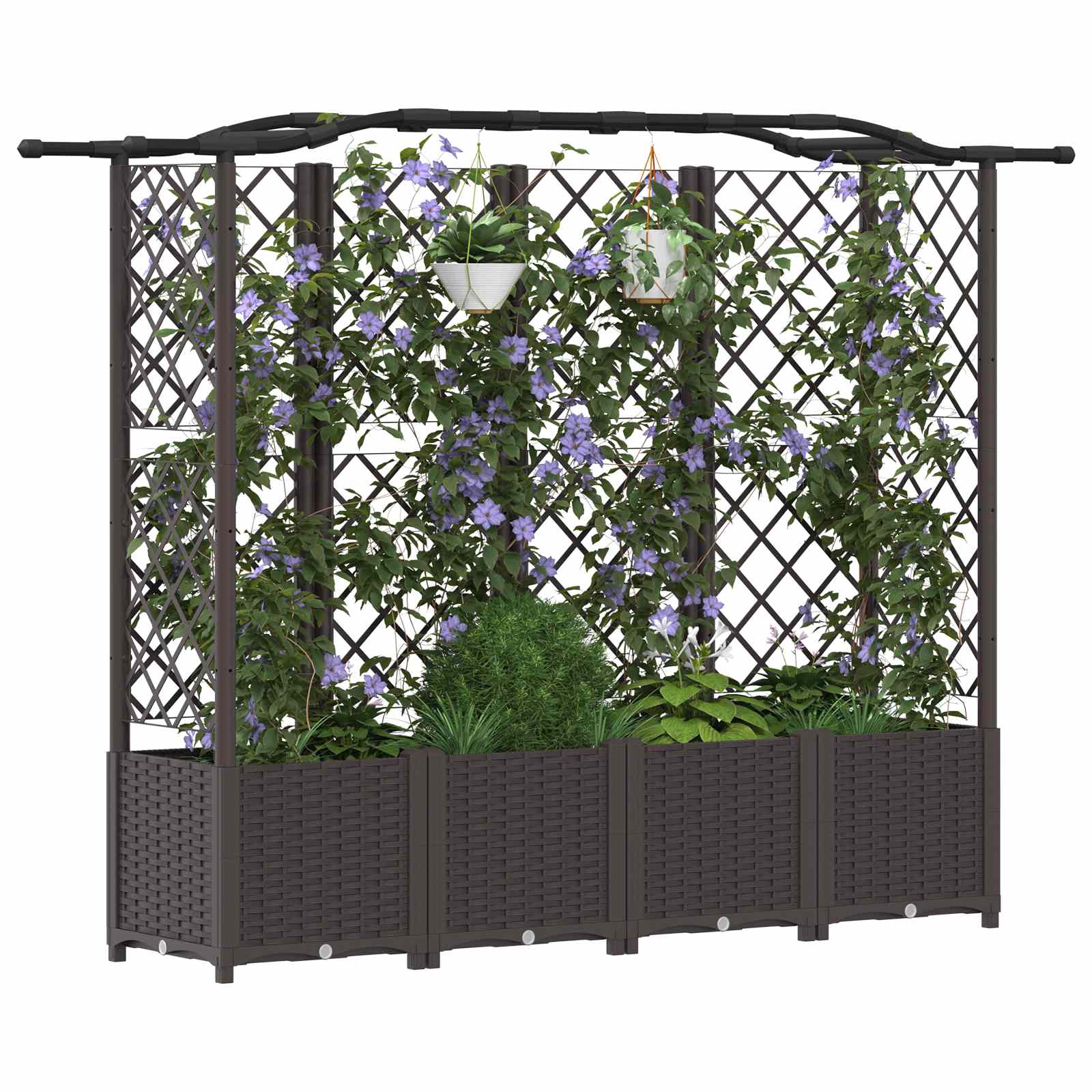 Hochbeet mit Rankgitter und Dach Braun 124 x 40 x 123 cm PP