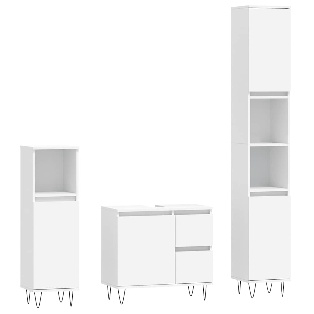 3-tlg. Badmöbel-Set Räuchereiche Holzwerkstoff