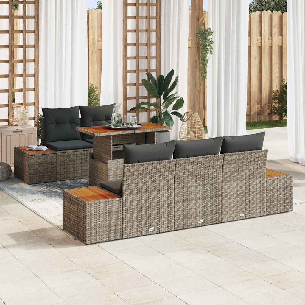 Garten Essgruppe mit Kissen 6 pcs Schwarz und Beige