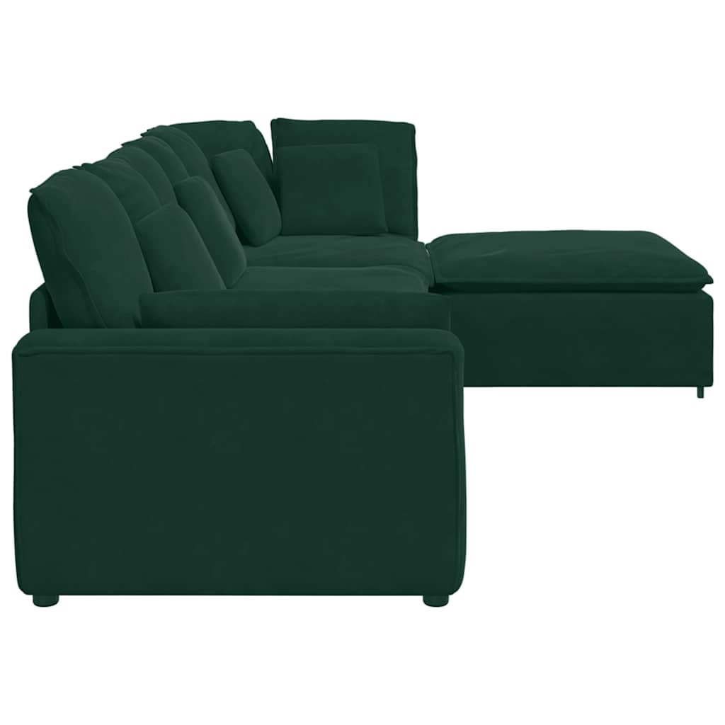 Modulares Sofa mit Fußhocker Kissen Samt Blau