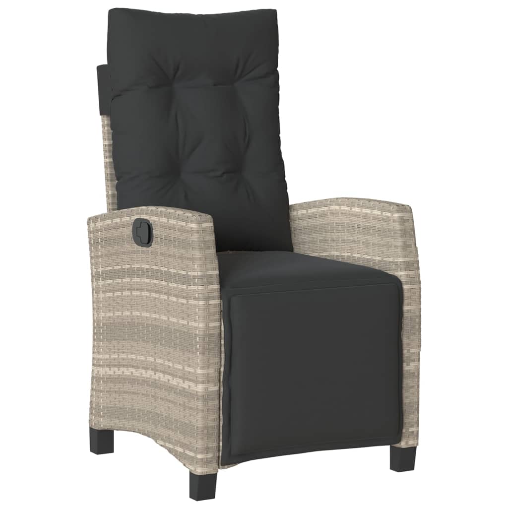 Gartensessel Verstellbar mit Kissen Schwarz Poly Rattan