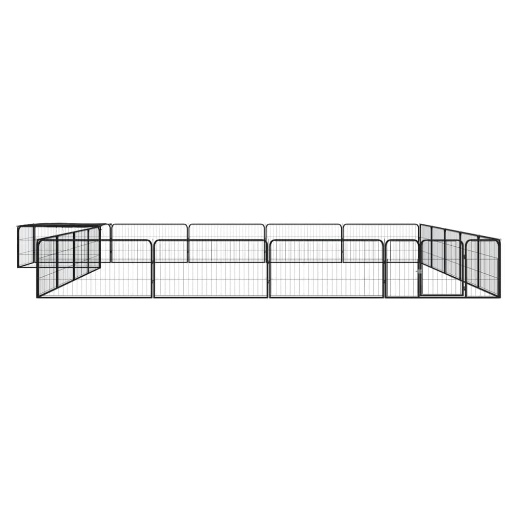 4-tlg. Hundelaufstall Schwarz 100x50cm Stahl Pulverbeschichtung